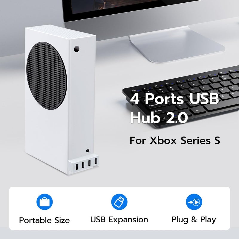 Mcbazel 4 Ports USB Hub 2.0 for Xbox Series S, Portable High Speed USB Hub Splitter Expansion Adapter Accessories Compatible with Xbox Series S Console Only - White - Image 3
